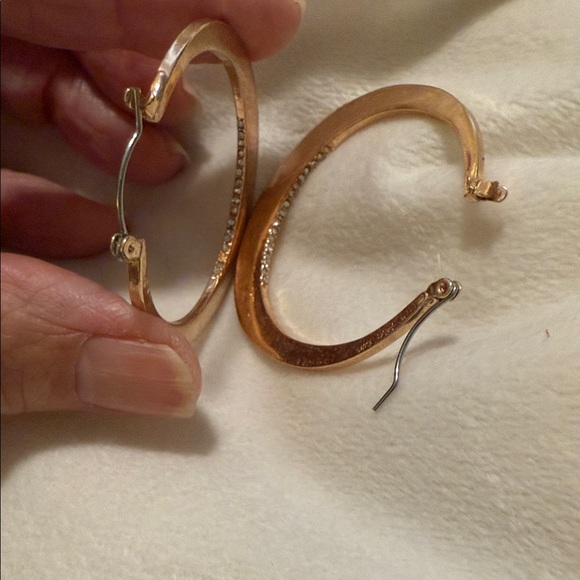 3/$20 Gold Hoop Earrings with  Rhinestone Accents - Picture 2 of 4